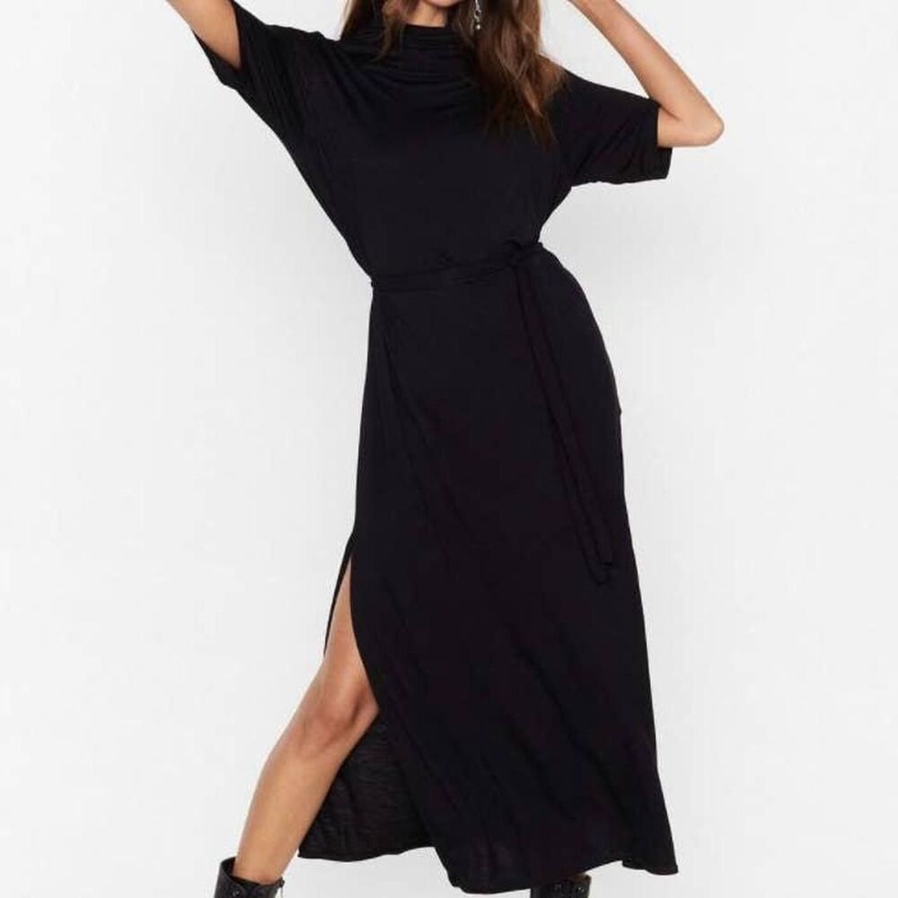 Nasty Gal Women's Black Tie Dress With Slit